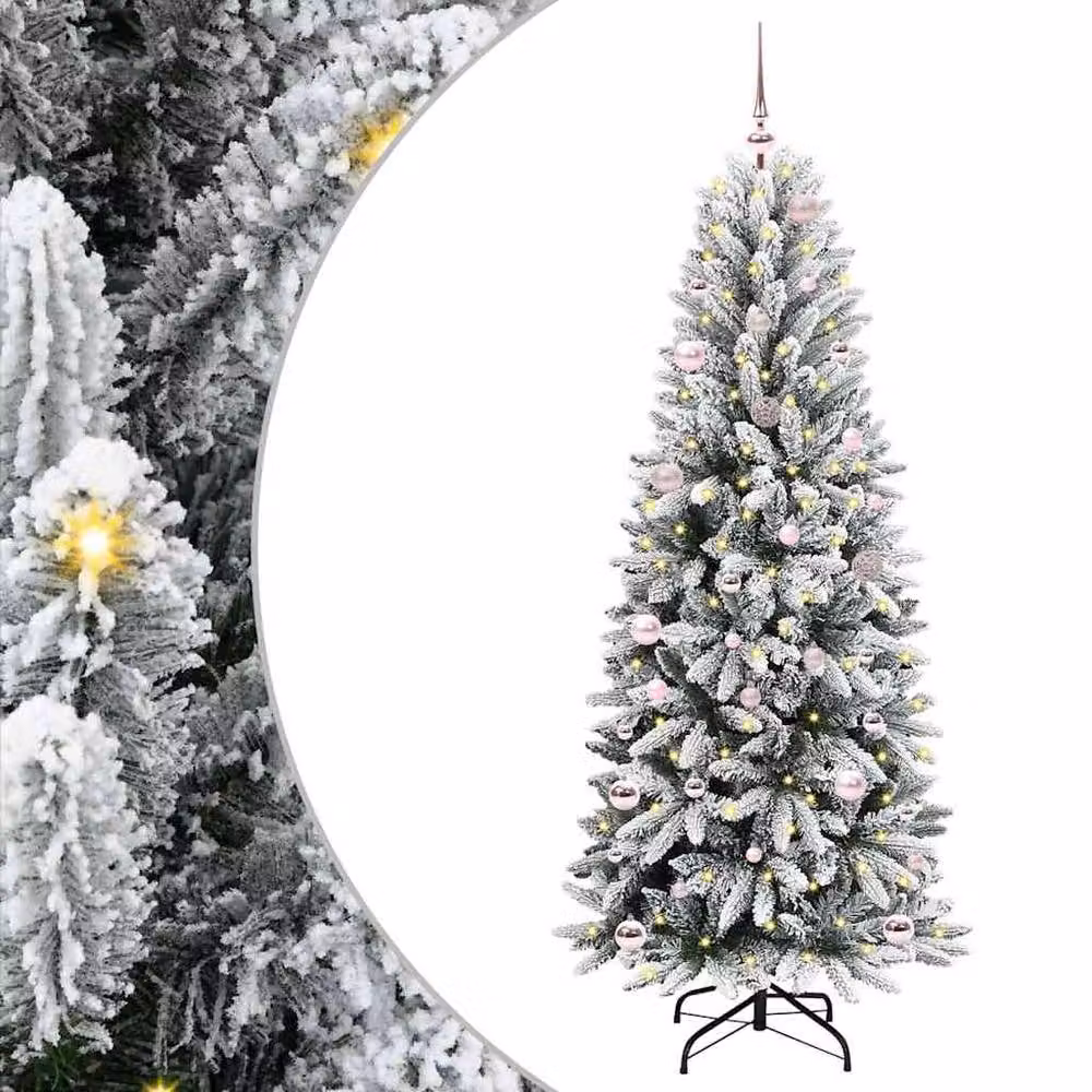 Berkfield Home Green Artificial Christmas Tree with 150 White LEDs, W/D/H: 63 x 63 x 150 cm – 2
