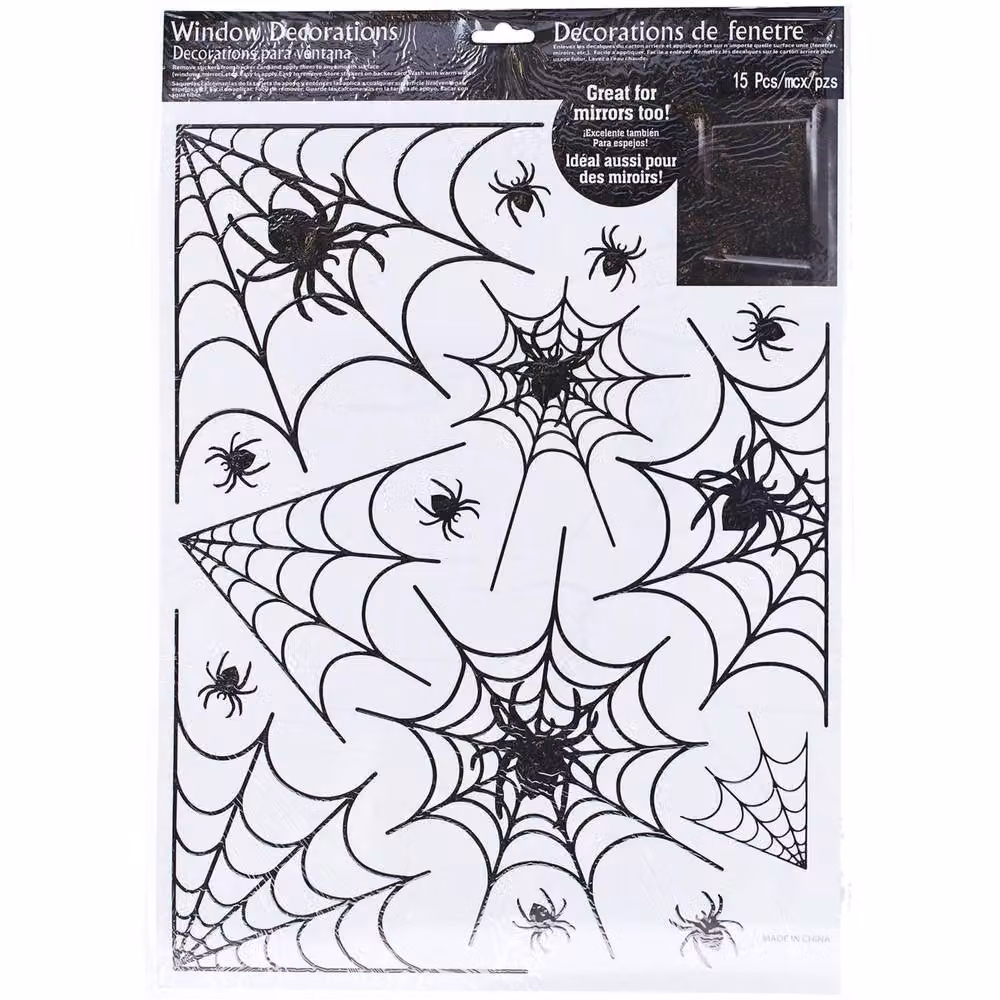 Smiffys Black Spider Window Stickers for Halloween Parties – 2