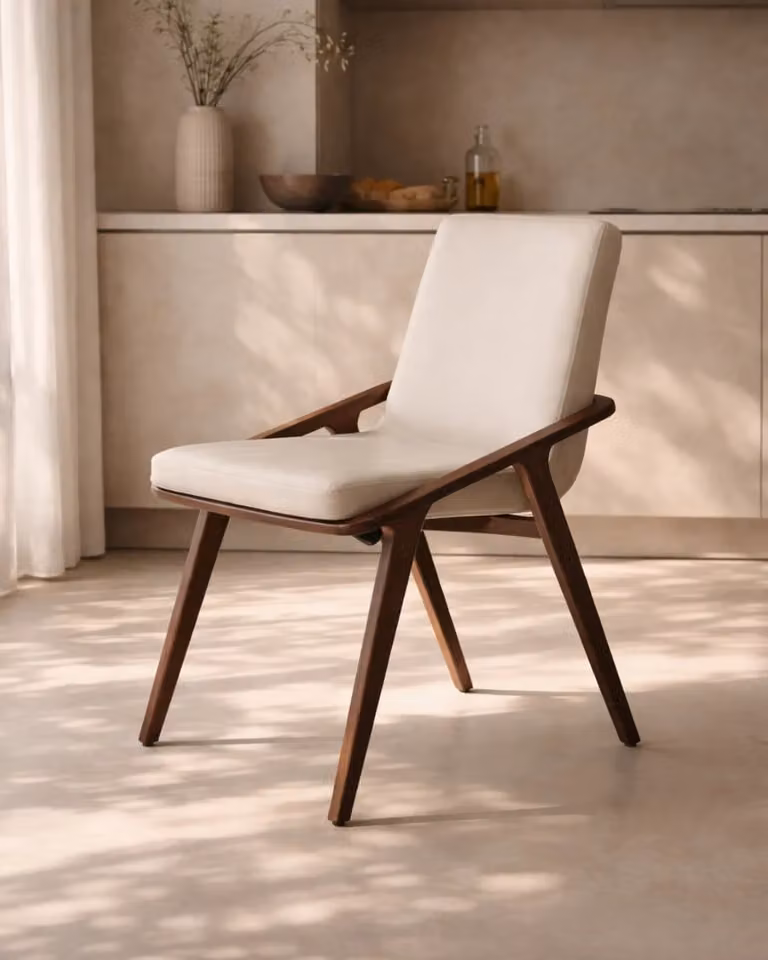 Tommy Franks Santino Chair in Beige and White with Upholstered Wood Frame