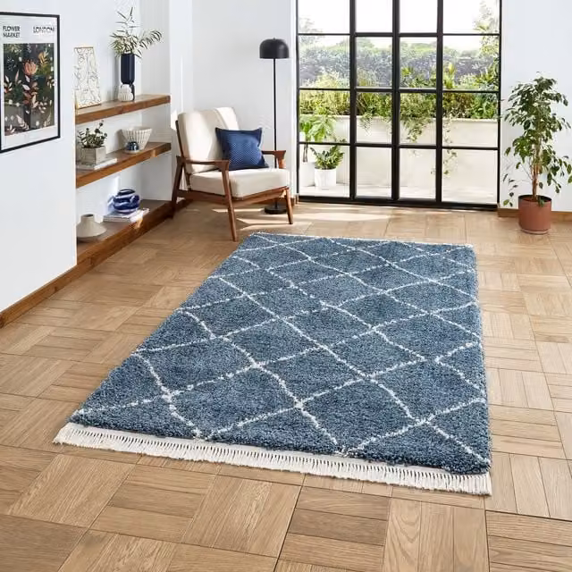 Terrys Boho 5413 Blue Shaggy Rectangular Polypropylene Rug