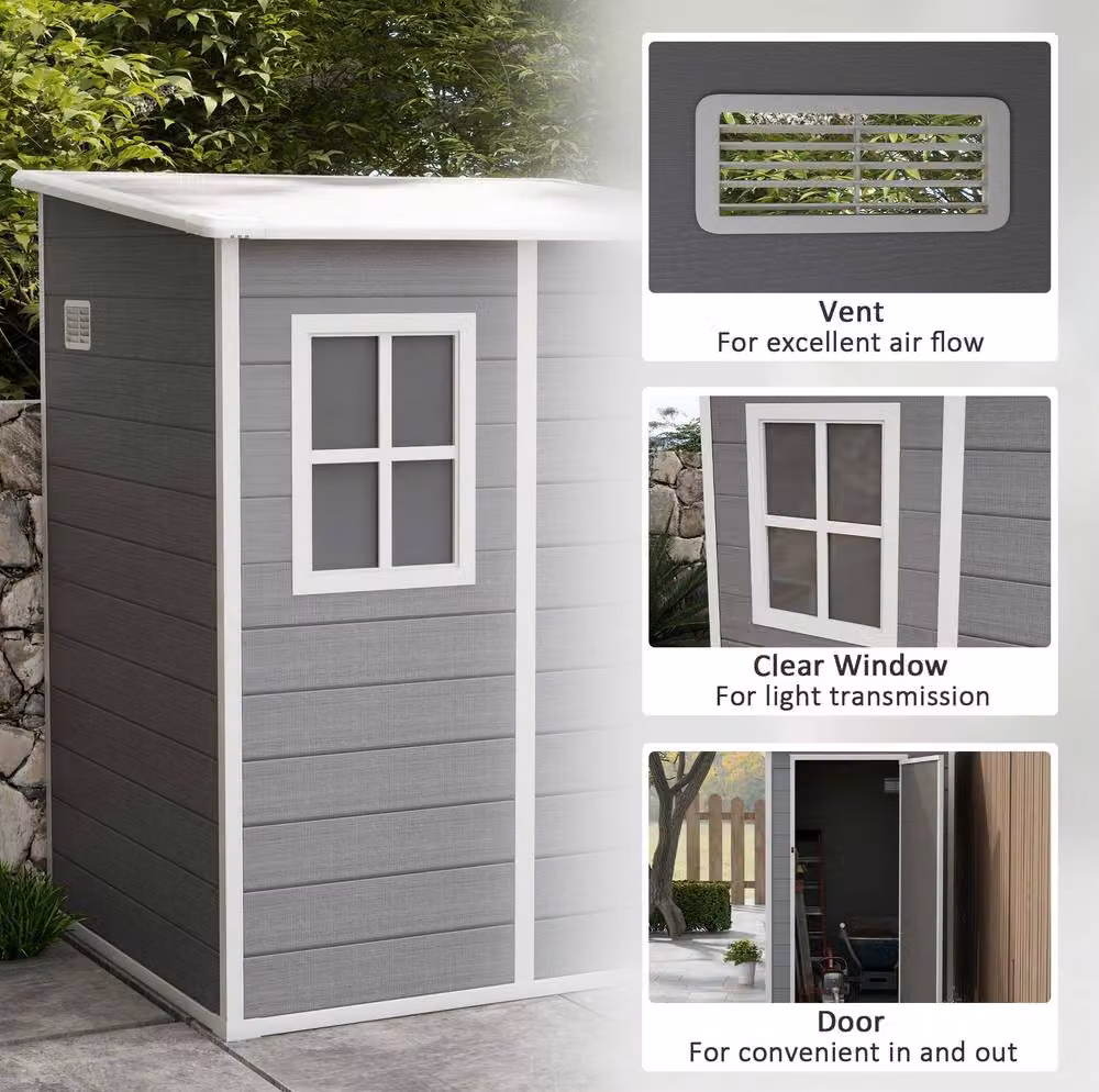 STILVORA Grey Pent Garden Storage Shed with Window and Lock – 3