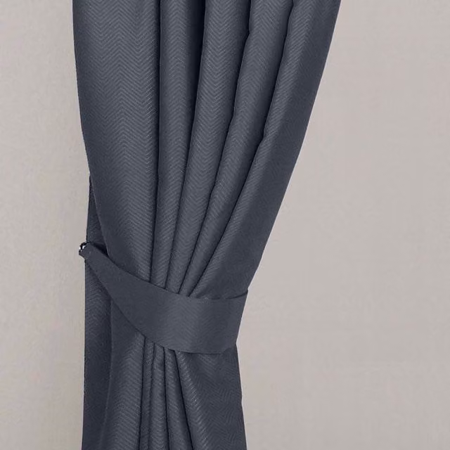 Homescapes Herringbone Chevron Curtain Tie Back Pair in Grey