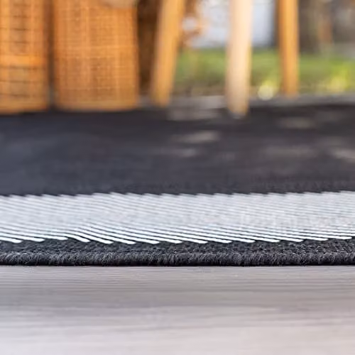THE RUGS Black Bordered Indoor and Outdoor Weatherproof Washable Rug, W/D/H: 200 x 290 cm – 7