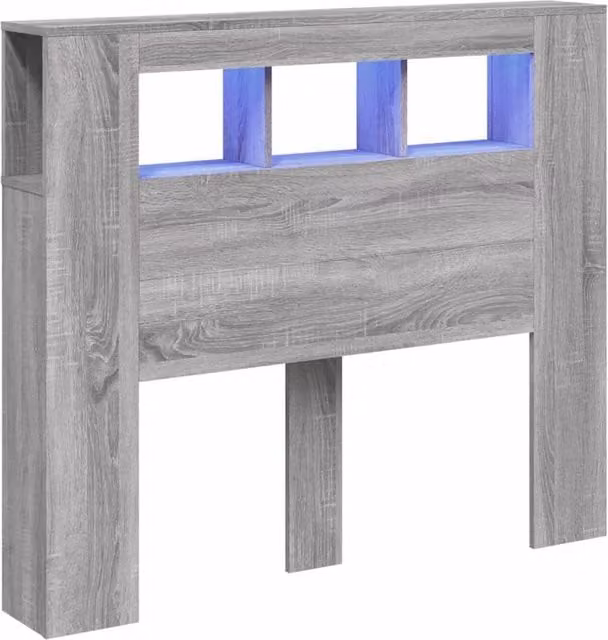 Berkfield Home Grey Sonoma LED Headboard with Integrated Shelf and USB Charging Port, W/D/H: 120 x 18.5 x 103.5 cm – 1