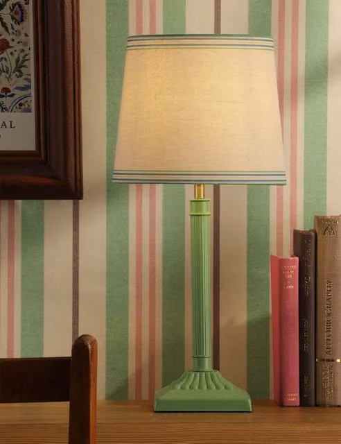 Joules Buscot Metal Table Lamp in Green and Gold/Brass