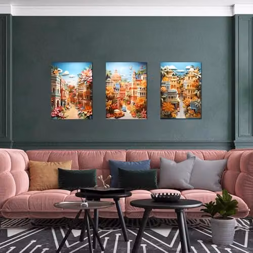 Simpa Multicolour Abstract Nature Landscape Canvas Wall Art Illustration – 2