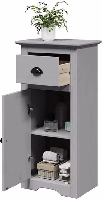 Berkfield Home BODO Grey Bathroom Cabinet with Doors and Drawers, W/D/H: 44 x 30 x 90 cm – 1
