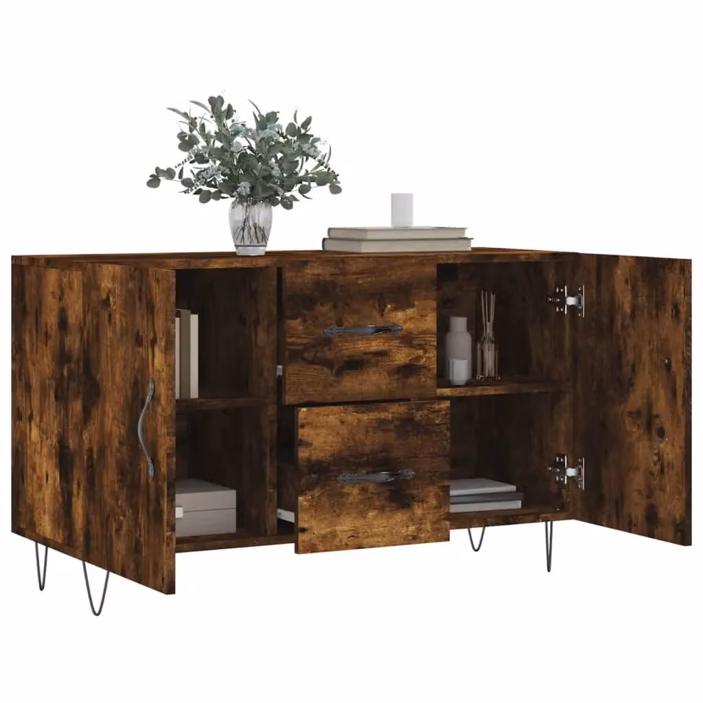 Berkfield Home Modern Smoked Oak Sideboard in Brown, W/D/H: 100 x 36 x 60 cm – 3