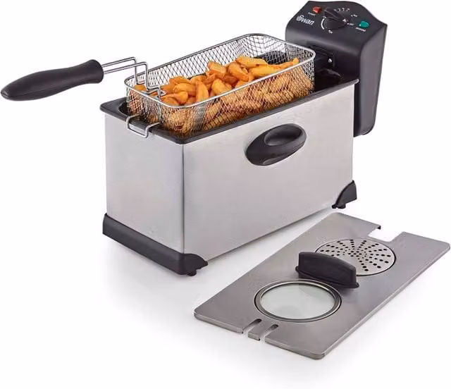 Swan 3 Litre Stainless Steel Oil Fryer in Silver