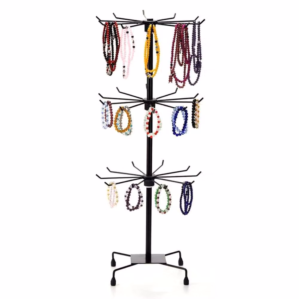 SPETLEK 3 Tier Rotating Iron Jewelry Display Stand, Black, H 50 cm x W 50 cm x D 50 cm – 2