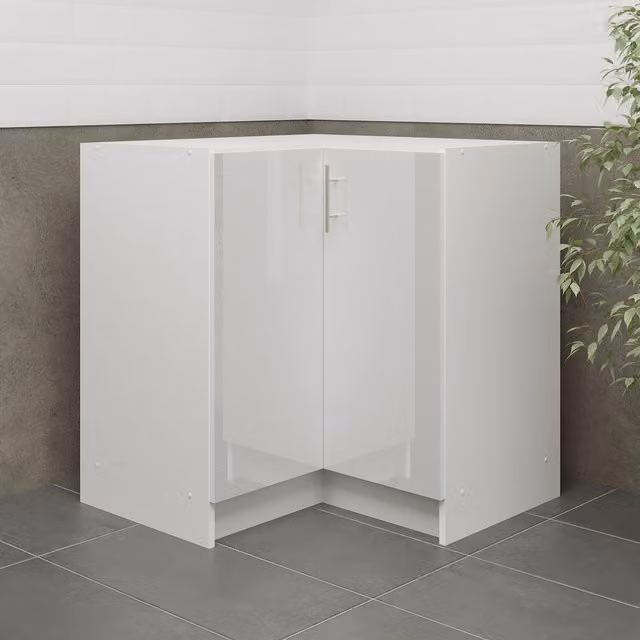JD Greta Modern White Gloss Kitchen Corner Unit with Hinged Doors