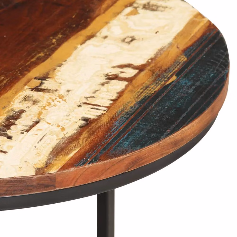Berkfield Home Set of 3 Round Nesting Tables in Brown Solid Reclaimed Wood – 5