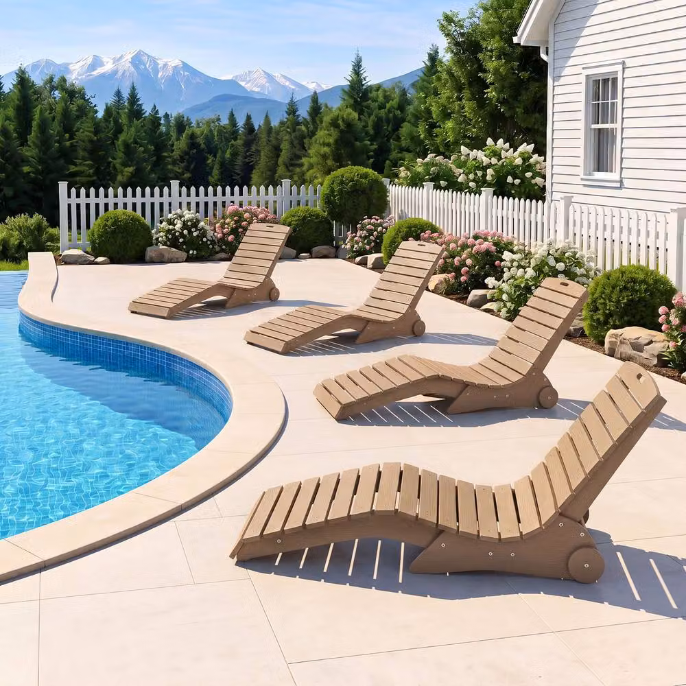 Costway Brown HDPE In-Pool Lounge Chair with Wheels and 205kg Capacity – 6