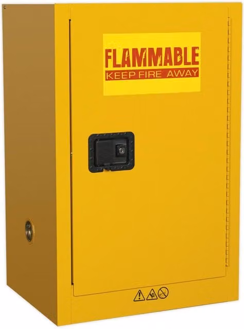 Loops Flammable Substance Storage Cabinet in Yellow and Multicolour with Lockable Metal Doors, W/D/H: 58.5 x 45.5 x 89.0 cm