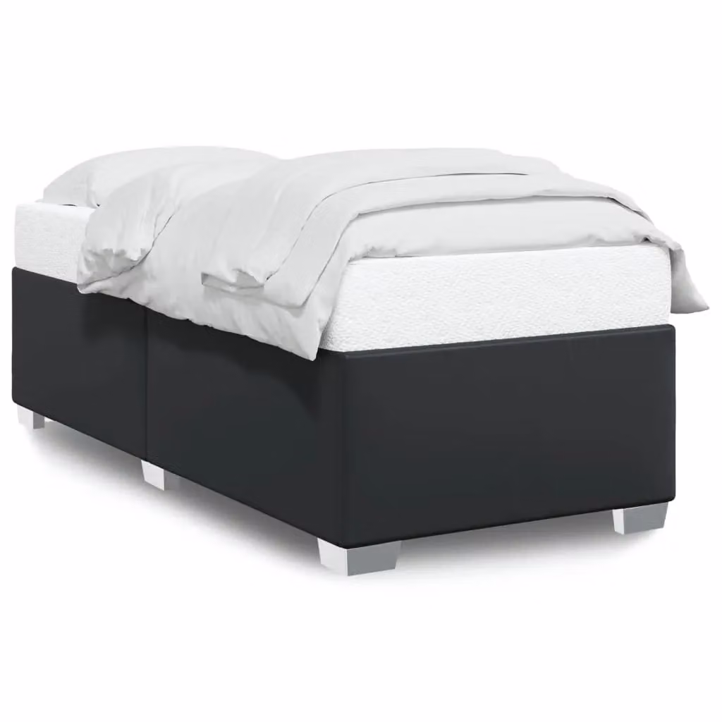 Berkfield Home Single Upholstered Bed Frame in Black Faux Leather, W: 90 cm, L: 200 cm – 2