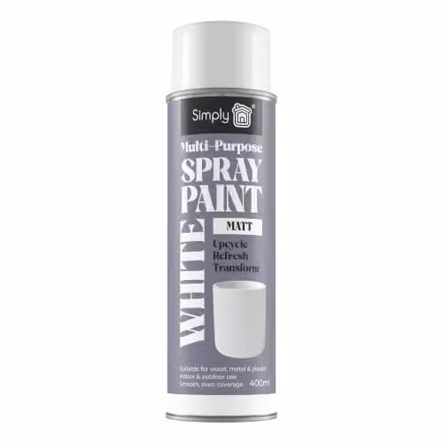 Simply Auto Multipurpose Matt White Spray Paint 400ml - Quick Drying Weatherproof Aerosol for Wood, Metal and Plastic – 1