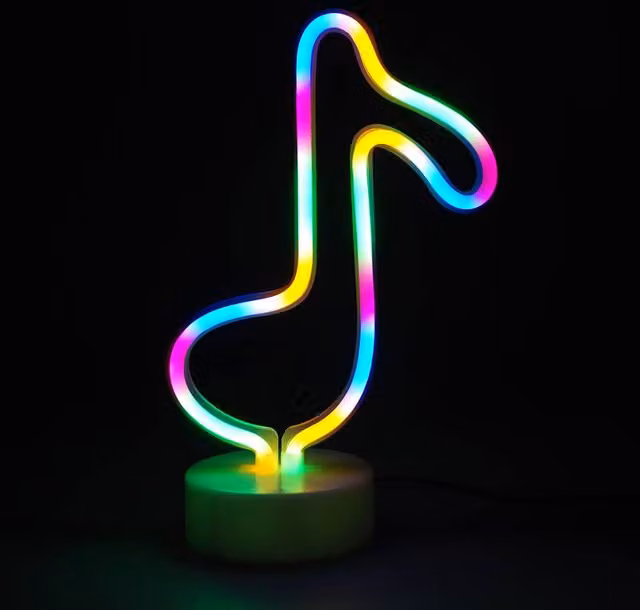 Simpa LED Novelty Neon Music Note Tabletop Night Light in Multicolour, White or Green – 1
