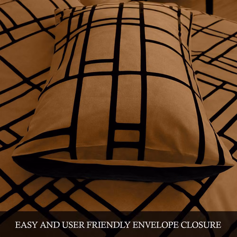 Lazzaro Home Reversible Brushed Microfibre Duvet Cover and Pillowcase Set, Brown, W: 140 cm, H: 200 cm – 4