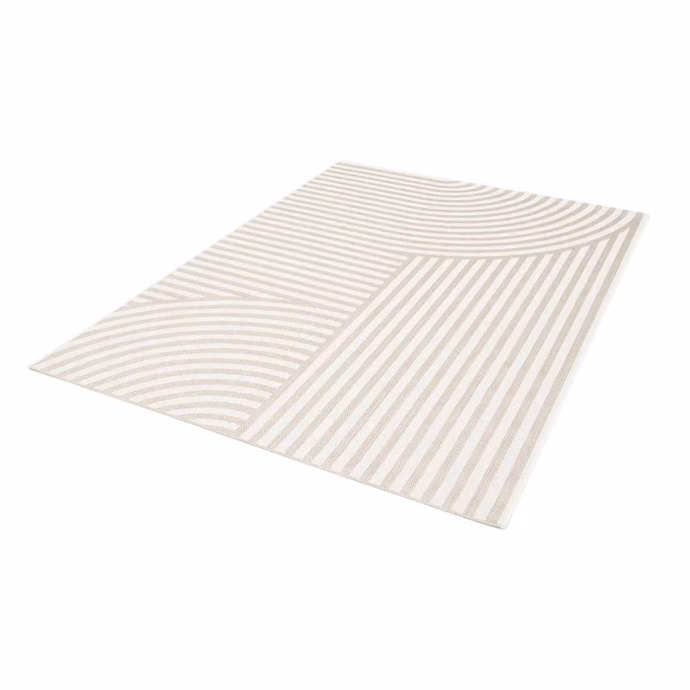sweeek Indoor/Outdoor Flat Weave Rug with Beige Arch Pattern, W: 120 cm, L: 170 cm – 3