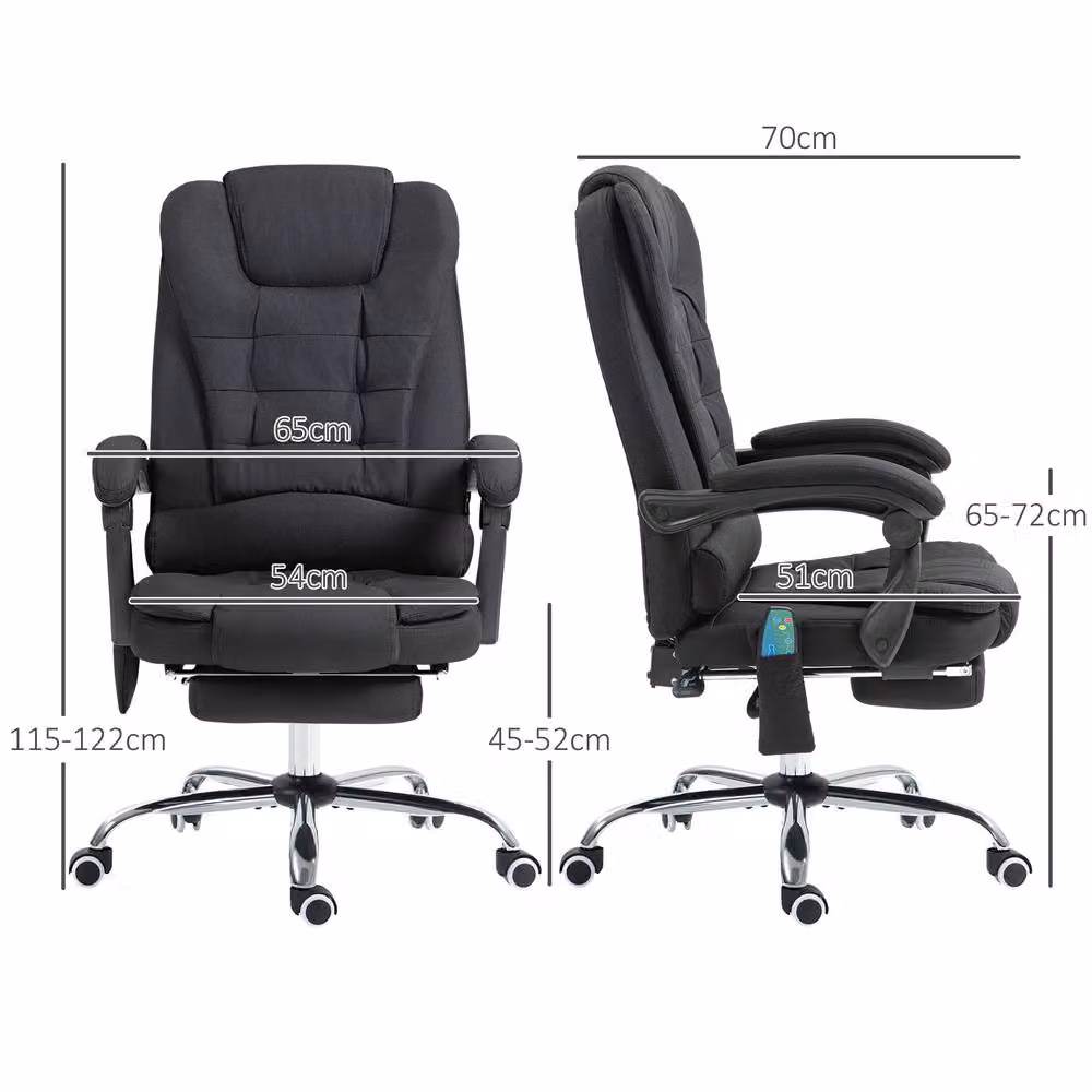 ERGOVEXA Six-Point Massage and Heated Executive Office Chair in Black Fabric – 2