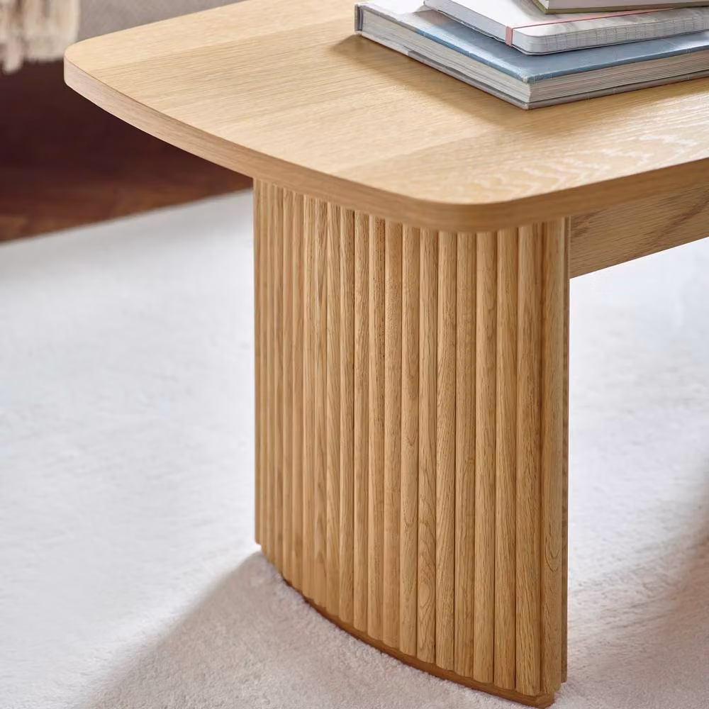 Cheshire Lauriston Fluted Compact Coffee Table in Light Oak, W: 90 cm, D: 40 cm, H: 90 cm – 3