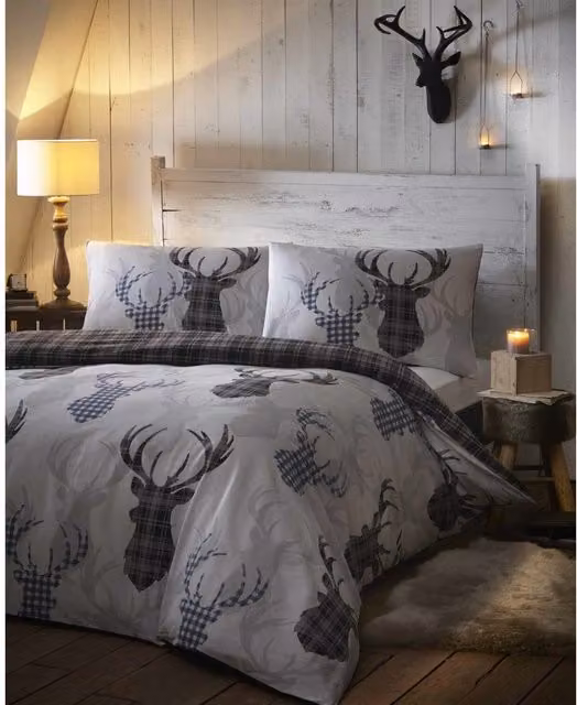 Portfolio Home Reversible Grey Animal Print Duvet Cover, 90 x 200 cm