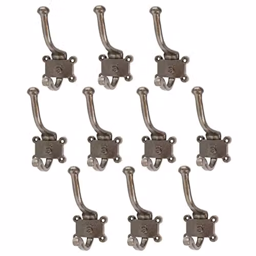 Hammer and Tongs Number 5 Double Wall Hook in Raw Iron, Pack of 10, H: 115 mm, W: 50 mm – 2