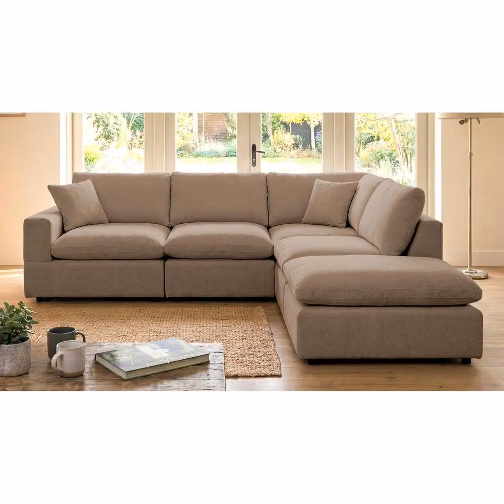 Artemis Home Cotleigh Reversible 5-Piece Modular L-Shape Corner Sofa in Brown Fabric – 2