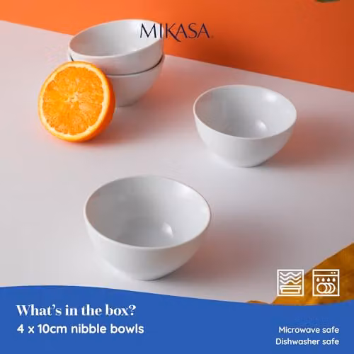 Mikasa White Porcelain Nibble Bowls, Set of 4, Diameter: 10 cm – 2