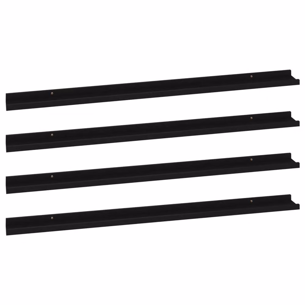 Berkfield Home Decorative Wall Shelves, 4 Piece Set, Black, W: 115 cm, D: 9 cm, H: 3 cm – 3