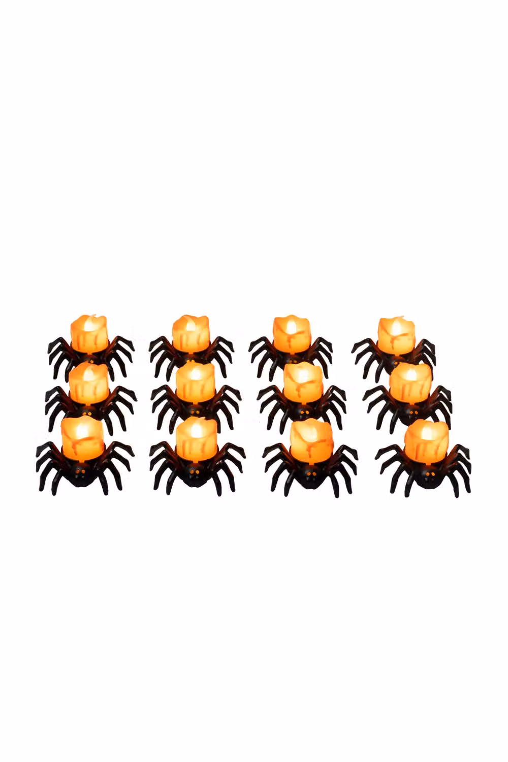 H&O Direct 12-Piece Halloween Pumpkin and Spider LED Candle Lights, Battery-Operated, Orange and Black – 3