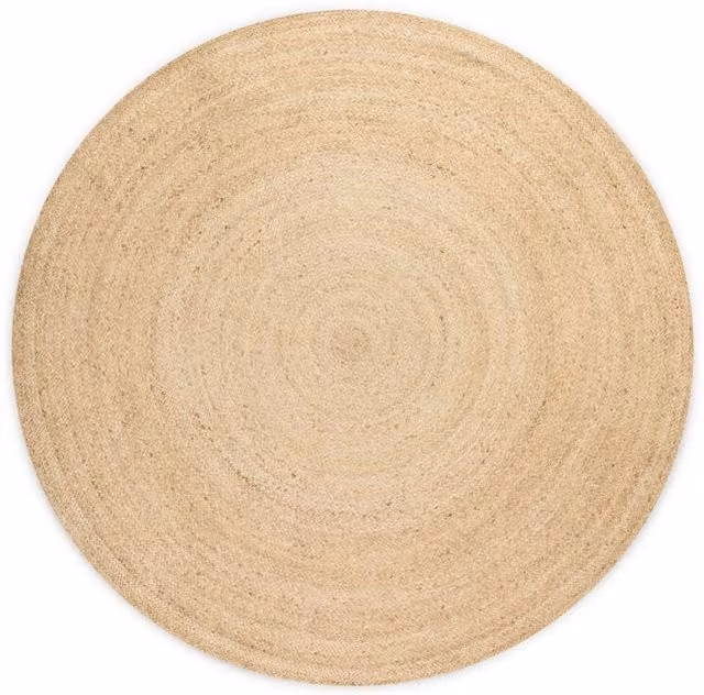 The Rugs Braided Rangpur Natural Jute Round Rug in Cream and Beige