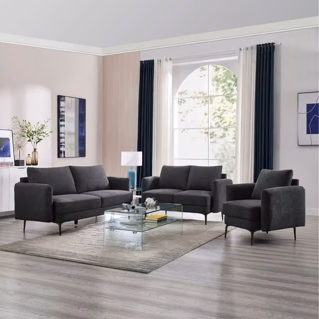 More4Homes Sofia Modern Scandi Style 2 Seater Fabric Sofa Set in Anthracite and Beige