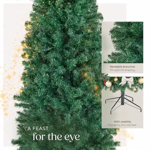 tectake Artificial Christmas Tree in Green with Lifelike Needles and Metal Stand, Height: 180 cm – 3