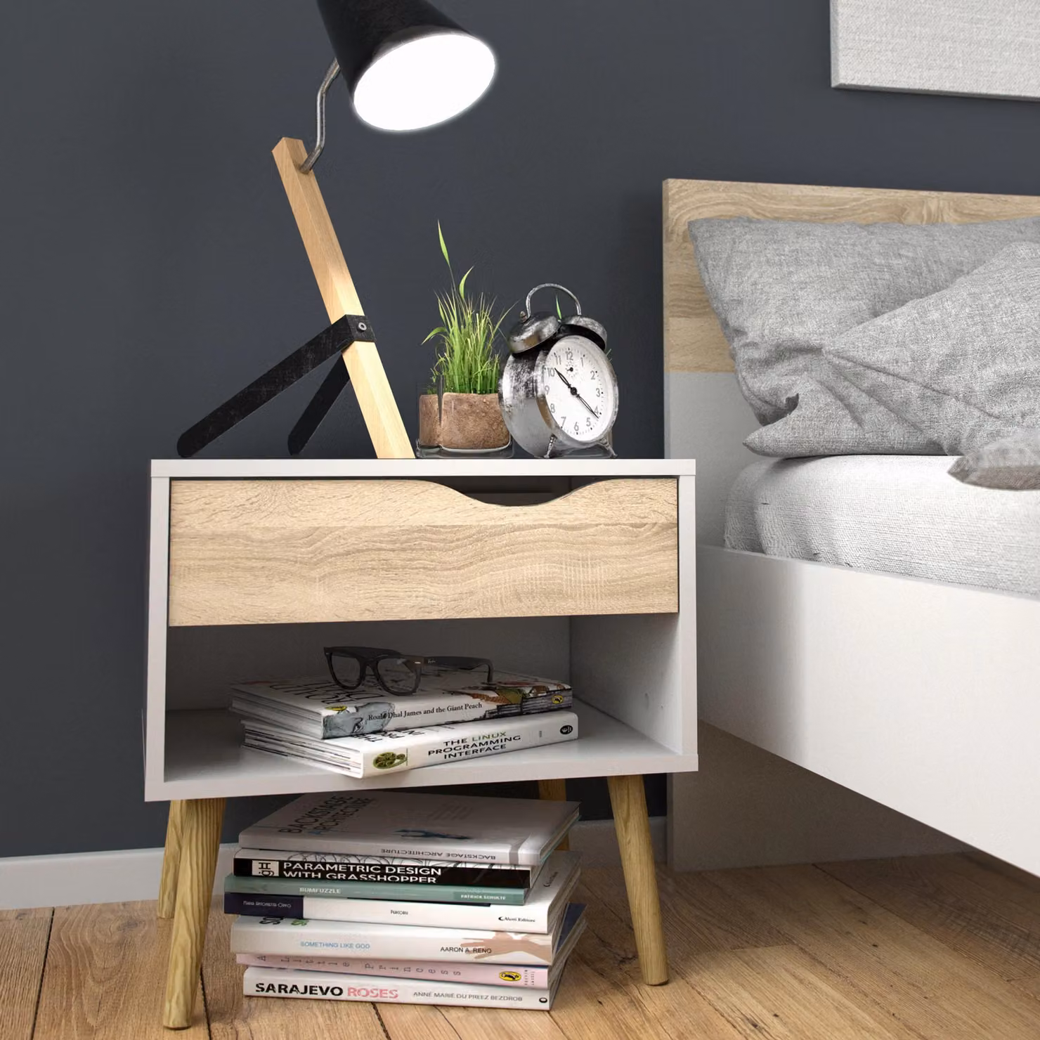 Furniture To Go Oslo 1 Drawer Bedside Cabinet in White – 4