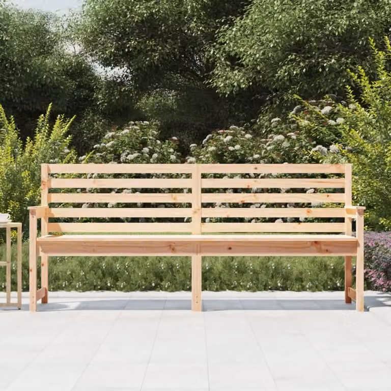 Berkfield Home Rustic Solid Wood Pine Garden Bench in Brown, W/D/H: 203.5 x 48 x 91.5 cm