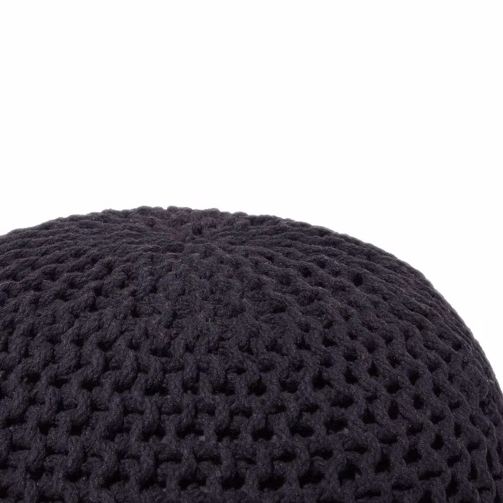 Wyld and Coco Black Knitted Cotton EPS Beads Pouf W/D/H: 50 x 35 x 35 cm – 4