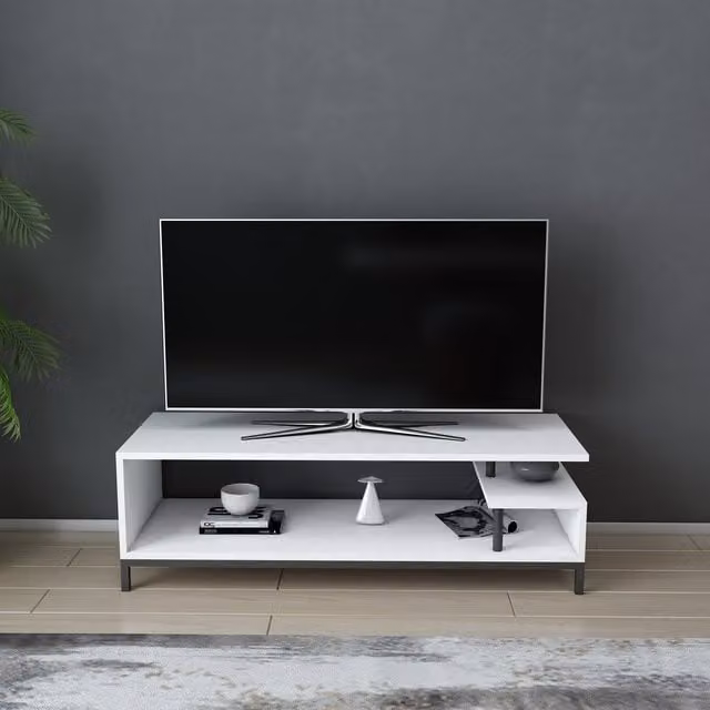 Decorotika Reilly Modern TV Unit in Black and White, W: 120 cm