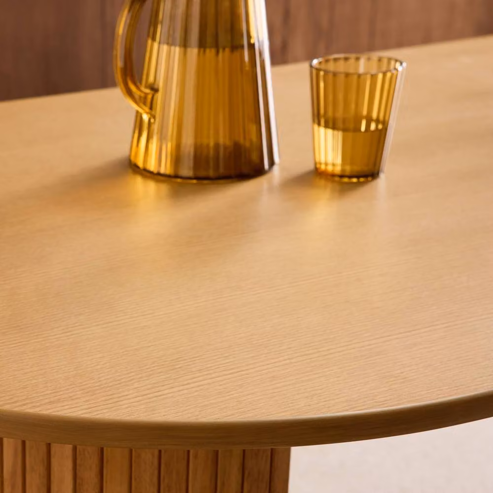 sweeek Oval Dining Table in Brown Rubberwood and Oak Veneer, W: 200 cm – 4