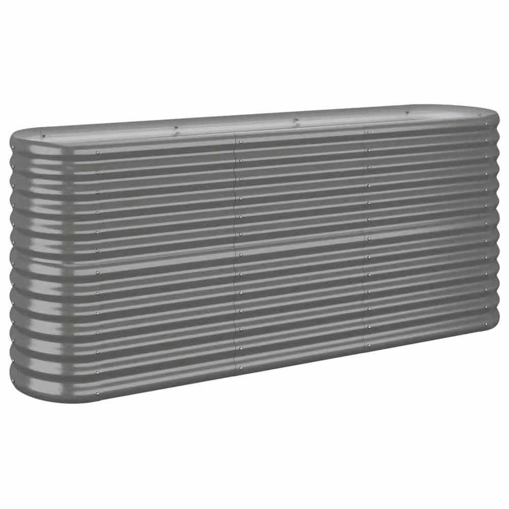Berkfield Home Garden Grey Powder-coated Steel Raised Bed W/D/H: 152 x 40 x 68 cm – 2