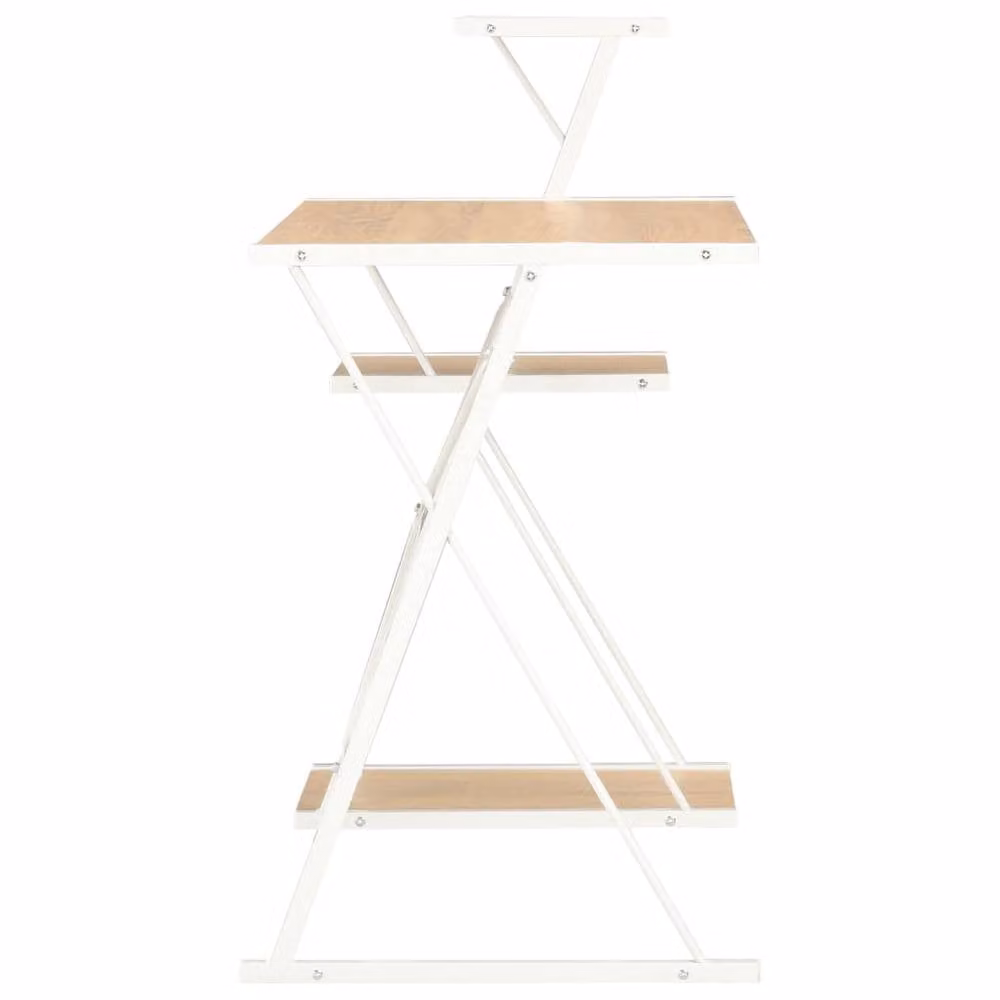 Berkfield Home Modern Writing Desk in White and Oak, W/D/H: 116 x 50 x 93 cm