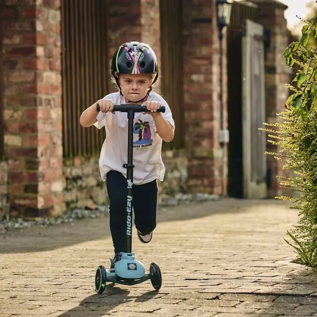 Ride-ezy Kick Kingfisher Multicolour Blue Height Adjustable Scooter with Light, Sound and Brake