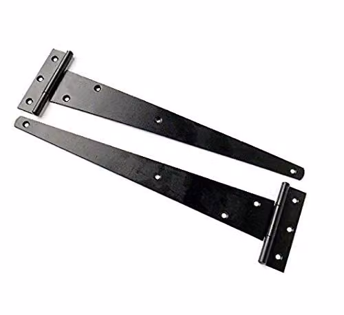 Golden Grace Heavy Duty Screw On Strap Gate Tee Hinges in Matt Black, Pack of 2, 400mm