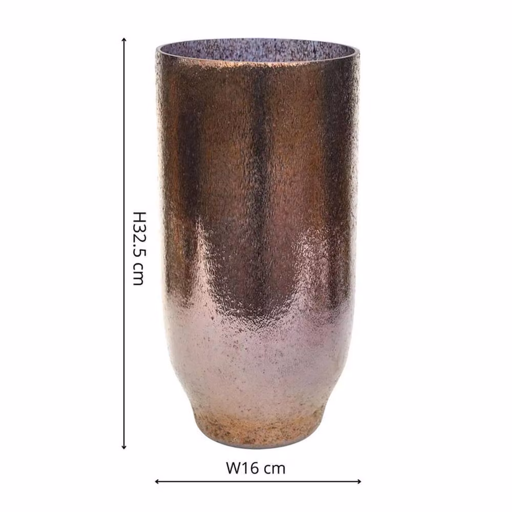 Lemon Pavilion Opulent Metallic Tall Glass Vase in Gold and Brown, W: 16 cm, D: 16 cm, H: 32.5 cm – 4