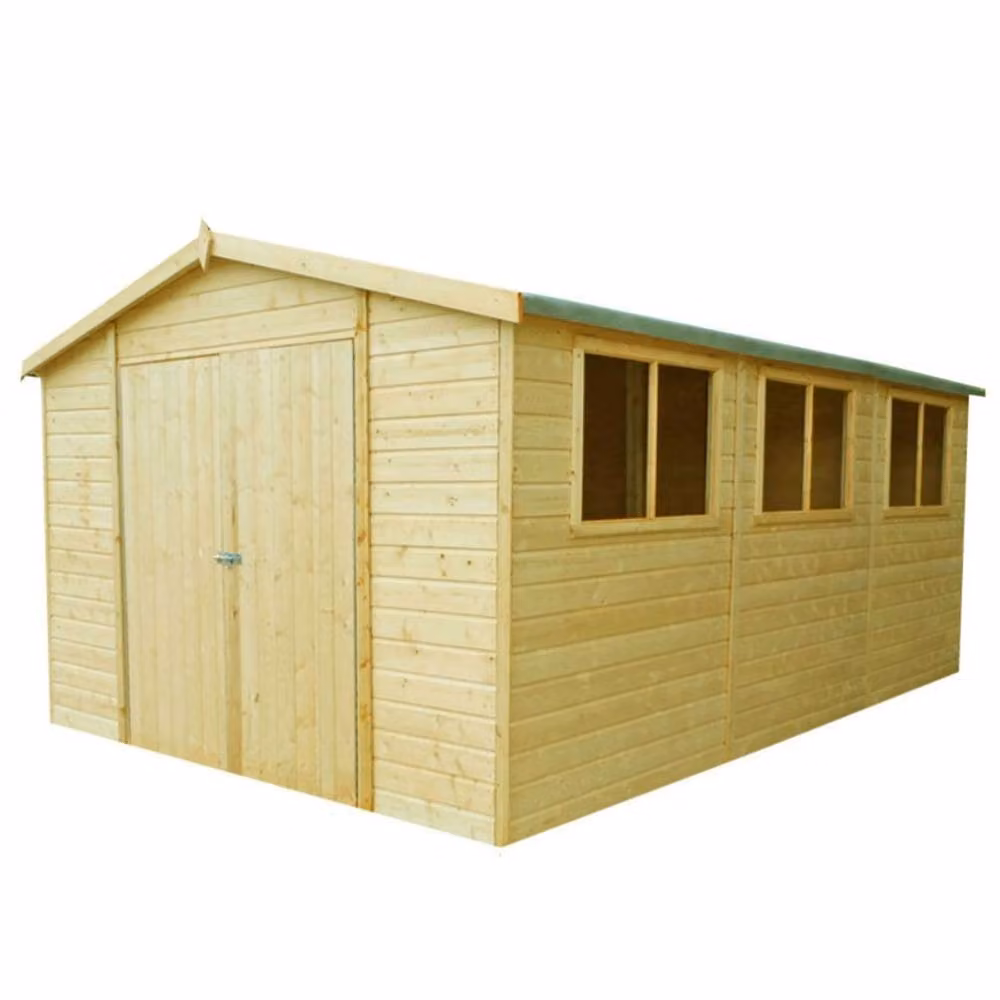 Shires Workspace DD Tongue and Groove Garden Shed Workshop in Brown – 2