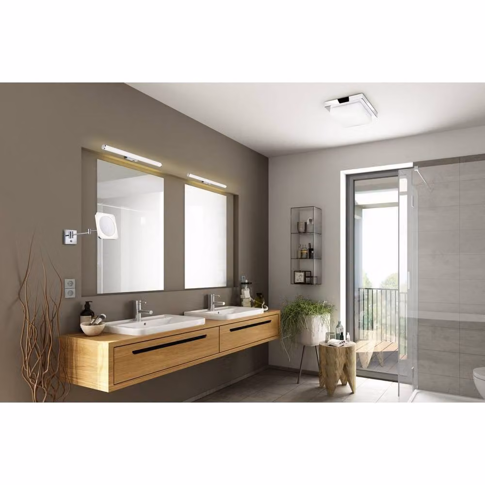 Netlighting Mattimo Modern LED Bathroom Wall Lamp, Chrome and Grey, 60cm, 3000K, IP44 – 2