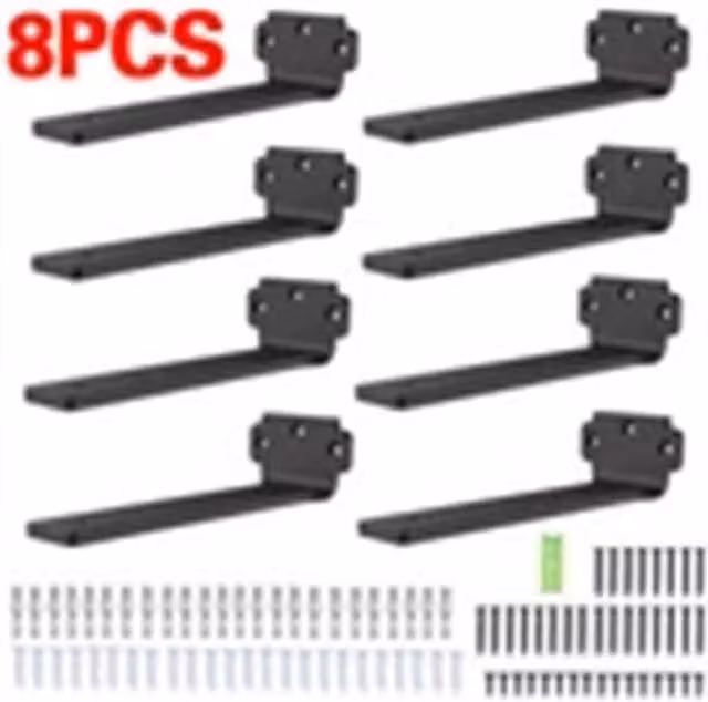 Nordara 8 Pack Black Iron Wall Mounted Floating Shelf Brackets
