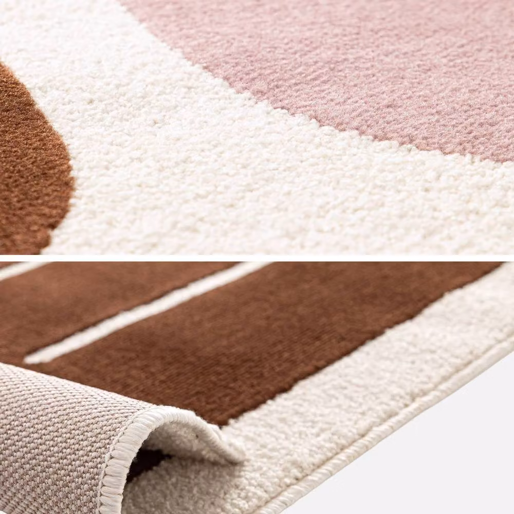 sweeek Modern Abstract Indoor Rug in Pink and Brown, W: 200 cm, D: 290 cm – 3
