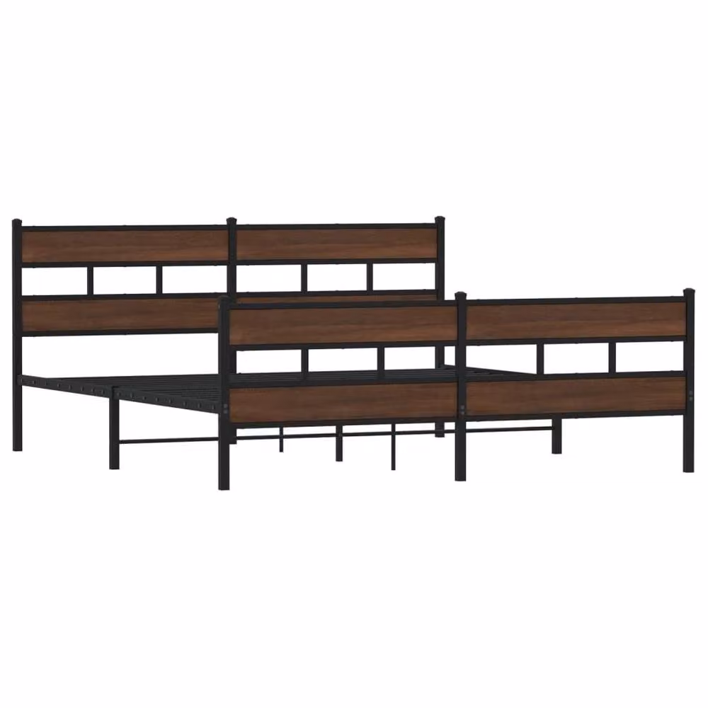 Berkfield Home Metal Bed Frame with Drawers in Brown Oak, W/D/H: 180 x 200 cm, Super King – 3