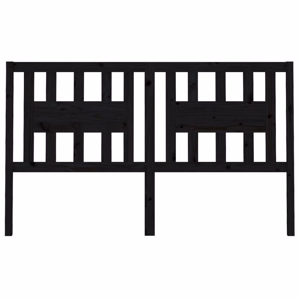 Berkfield Home Black Rustic Solid Pine Wood Headboard W/D/H: 206 x 4 x 100 cm – 2